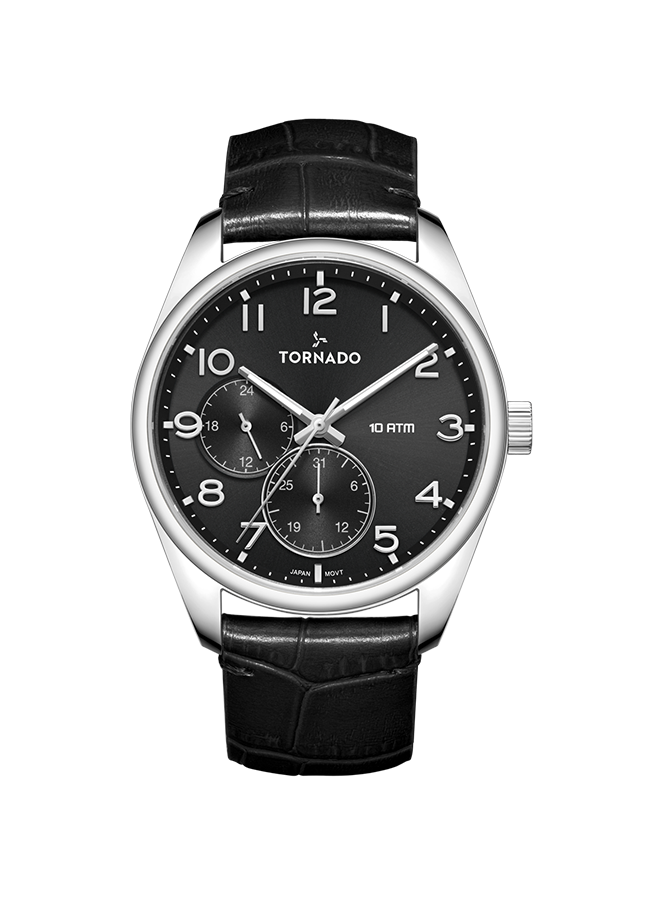Tornado Men's Multi Function  Black Dial Watch - T25102-SLBB
